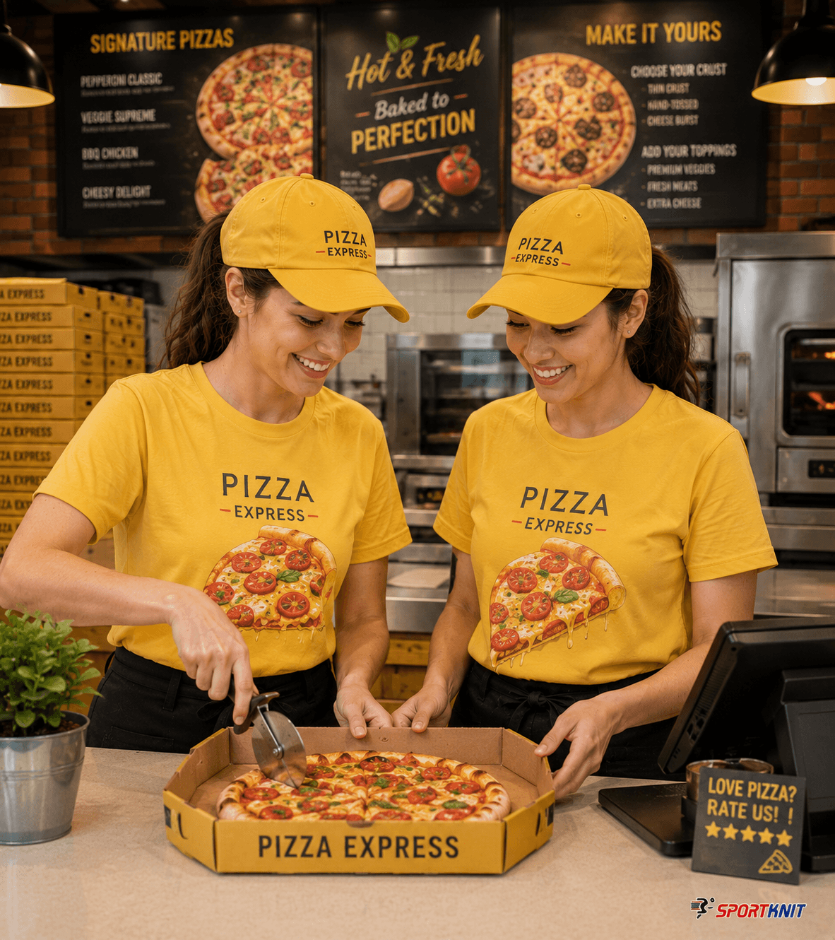 PIZZA STAFF T SHIRTS WITH LOGO PRINTING