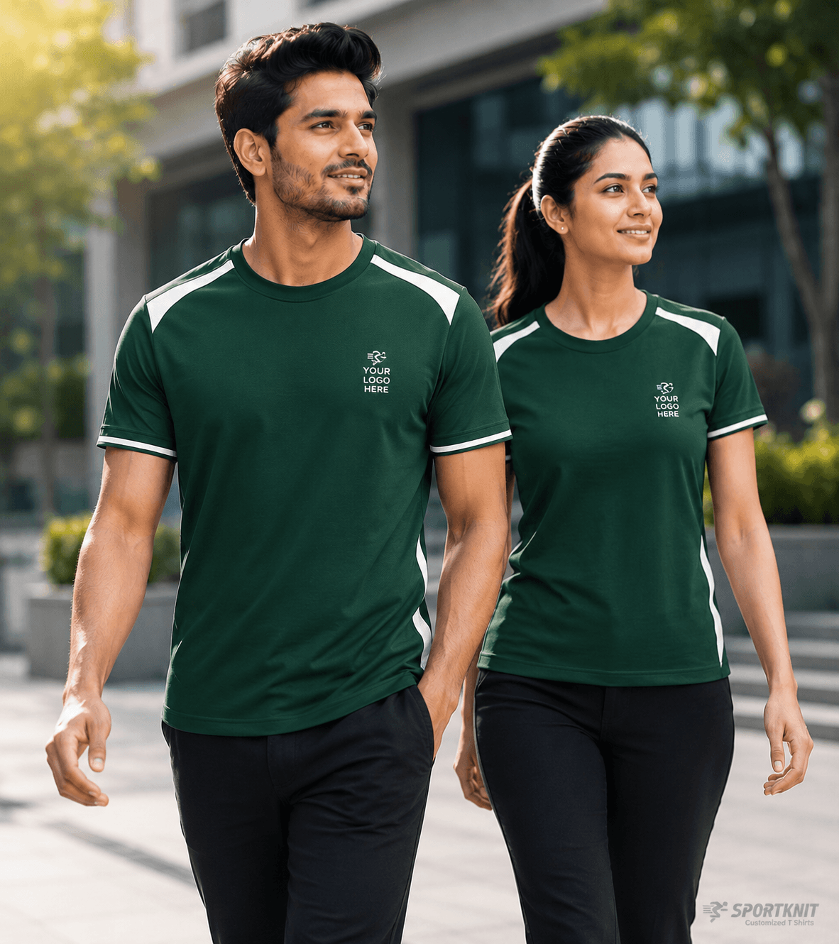 BOTTLE GREEN ROUND NECK T SHIRT